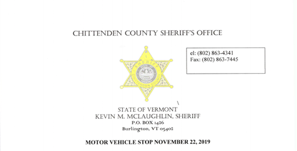 Chittenden County Sheriff's Department, 1-21-2020